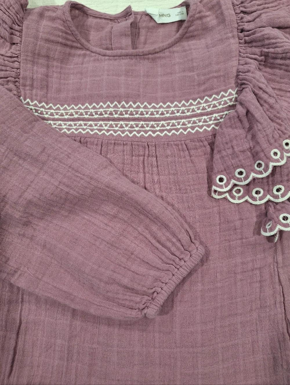 Mango Lavender Ruffle Long-Sleeve Blouse